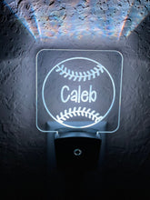 Load image into Gallery viewer, Personalized LED Baseball/Softball Night Light | 7 Color Changing | Plug in Night Light | Name Light | Children's Night Light | Room Light