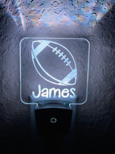 Load image into Gallery viewer, Personalized LED Football Night Light | 7 Color Changing | Plug in Night Light | Name Light | Children's Night Light | Kids Room Light