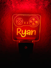 Load image into Gallery viewer, Personalized LED Super Nintendo NES Controller Night Light | 7 Color Changing | Plug in Night Light | Name Light | Kids Room Light