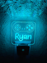 Load image into Gallery viewer, Personalized LED Super Nintendo NES Controller Night Light | 7 Color Changing | Plug in Night Light | Name Light | Kids Room Light