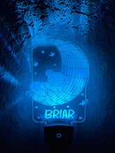 Load image into Gallery viewer, Personalized LED Teddy Bear Moon Night Light | 7 Color Changing | Plug in Night Light | Name Light | Children's Night Light | Kids Light