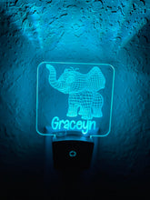 Load image into Gallery viewer, Personalized LED Baby Elephant 3D Night Light | 7 Color Changing | Plug in Night Light | Name Light | Children's Night Light | Room Light