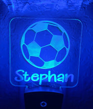 Load image into Gallery viewer, Personalized LED Soccer Ball 3D Night Light | 7 Color Changing | Plug in Night Light | Name Light | Children's Night Light | Room Light
