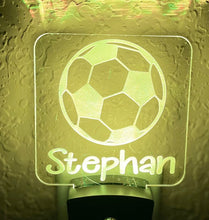 Load image into Gallery viewer, Personalized LED Soccer Ball 3D Night Light | 7 Color Changing | Plug in Night Light | Name Light | Children's Night Light | Room Light