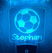 Load image into Gallery viewer, Personalized LED Soccer Ball 3D Night Light | 7 Color Changing | Plug in Night Light | Name Light | Children's Night Light | Room Light