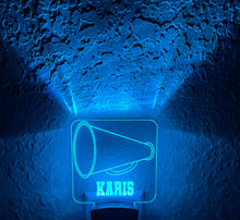 Load image into Gallery viewer, Personalized LED Cheer Megaphone Night Light | 7 Color Changing | Plug in Night Light | Name Light | Children's Night Light | Kids Light