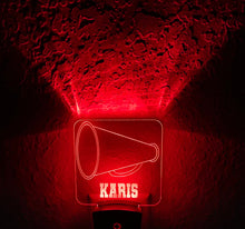 Load image into Gallery viewer, Personalized LED Cheer Megaphone Night Light | 7 Color Changing | Plug in Night Light | Name Light | Children's Night Light | Kids Light