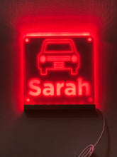 Load image into Gallery viewer, Rideshare Delivery Driver Custom Name LED Window Sign | Car Driver Window LED Light Up Sign | 7 Color Changing | USB Powered