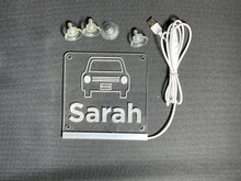 Load image into Gallery viewer, Rideshare Delivery Driver Custom Name LED Window Sign | Car Driver Window LED Light Up Sign | 7 Color Changing | USB Powered