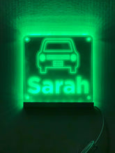 Load image into Gallery viewer, Rideshare Delivery Driver Custom Name LED Window Sign | Car Driver Window LED Light Up Sign | 7 Color Changing | USB Powered