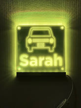 Load image into Gallery viewer, Rideshare Delivery Driver Custom Name LED Window Sign | Car Driver Window LED Light Up Sign | 7 Color Changing | USB Powered
