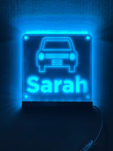 Load image into Gallery viewer, Rideshare Delivery Driver Custom Name LED Window Sign | Car Driver Window LED Light Up Sign | 7 Color Changing | USB Powered