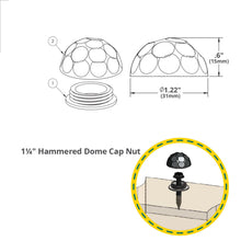 Load image into Gallery viewer, Hammered Dome Cap Nut for Wood Bracket, Ornamental Wood Ties Decorative Hammered Dome Cap Nut
