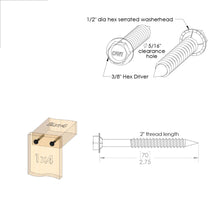 Load image into Gallery viewer, Coated 1/4" x 2-3/4" Lag Screws, Timber Screws for Wood Bracket, Wood Lag Screws, Wood Bolts, Timber Screw, Wood Screws, Ornamental Wood Ties