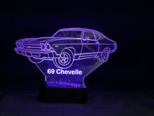 Load image into Gallery viewer, 69 Chevelle 3D LED Color Changing Desk Lamp, Night Light, Man Cave Light | Customizable | Rechargeable Corded or Cordless