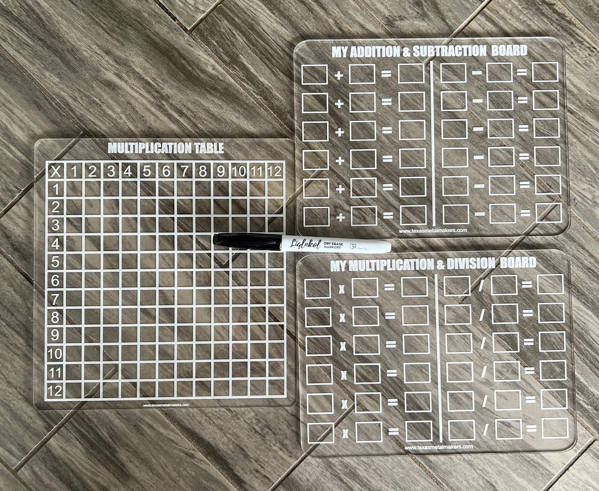 Acrylic Dry Erase Math Learning Boards Reusable Washable Math Board