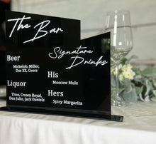 Load image into Gallery viewer, Acrylic Angled Bar Sign | Custom Bar Sign | Bar and Menu Sign | Signature Drinks Custom Sign