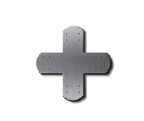 Stainless Steel Decorative Design X Bracket for 6x6 Post, 6x6 Bolt Plate, 6 Inch X Support Bracket, 6 inch Cross Bracket | Made in the USA!