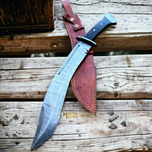 Load image into Gallery viewer, Damascus Kukri Bowie Knife Wenge Wood Full Tang