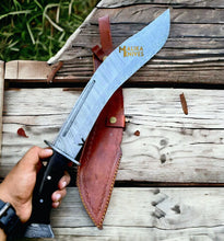 Load image into Gallery viewer, Damascus Kukri Bowie Knife Wenge Wood Full Tang