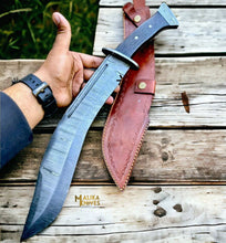 Load image into Gallery viewer, Damascus Kukri Bowie Knife Wenge Wood Full Tang