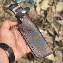 Load image into Gallery viewer, SS Damascus Stag Skinner Knife with Custom Leather Sheath-0047
