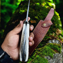 Load image into Gallery viewer, Damascus Stag Handle Bowie Knife Full Tang