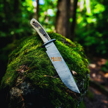 Load image into Gallery viewer, Damascus Stag Handle Bowie Knife Full Tang