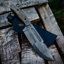 Load image into Gallery viewer, Damascus Bowie Knife Pine Cone Resin Handle
