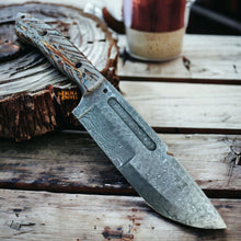 Load image into Gallery viewer, Damascus Bowie Knife Pine Cone Resin Handle