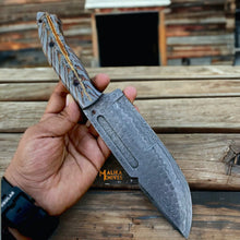 Load image into Gallery viewer, Damascus Bowie Knife Pine Cone Resin Handle