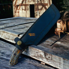 Load image into Gallery viewer, Damascus Bowie Knife Pine Cone Resin Handle