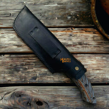 Load image into Gallery viewer, Damascus Bowie Knife Pine Cone Resin Handle