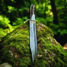 Load image into Gallery viewer, Wild West Bowie Knife Stainless Damascus Stag Handle