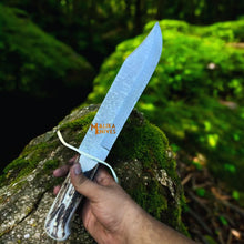 Load image into Gallery viewer, Wild West Bowie Knife Stainless Damascus Stag Handle