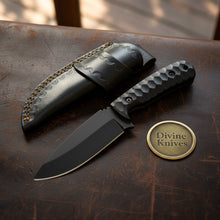 Load image into Gallery viewer, Sculpted Blackout Fixed Blade Knife with Black Coated Blade