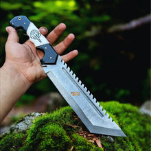 Load image into Gallery viewer, Damascus Tracker Bowie Knife Resin Handle Outdoor Sheath