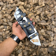 Load image into Gallery viewer, Damascus Knuckle Bowie Knife Resin Handle Leather Sheath