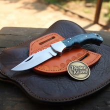 Load image into Gallery viewer, Teal Resin Lockback Pocket Knife with Carbon Steel Blade
