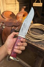 Load image into Gallery viewer, Handmade Damascus Clip Point Bowie Utility Knife Fixed Blade Pakka Wood Handle with Guard