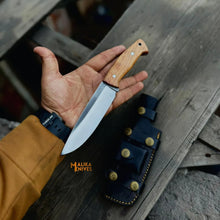 Load image into Gallery viewer, D2 Bushcraft Hunting Knife Walnut Handle