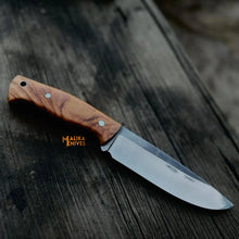Load image into Gallery viewer, D2 Bushcraft Hunting Knife Walnut Handle