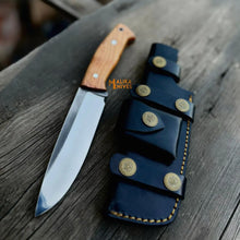Load image into Gallery viewer, D2 Bushcraft Hunting Knife Walnut Handle