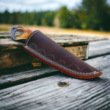 Load image into Gallery viewer, Ringtail Damascus Hunting Knife Camel Bone Handle