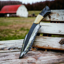 Load image into Gallery viewer, D2 Steel Bowie Knife | Camel Bone | Bull Horn Handle