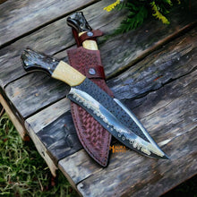 Load image into Gallery viewer, D2 Steel Bowie Knife | Camel Bone | Bull Horn Handle