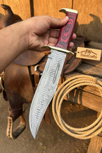 Load image into Gallery viewer, Handmade Damascus Clip Point Bowie Utility Knife Fixed Blade Pakka Wood Handle with Guard