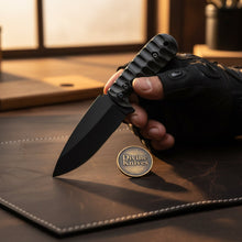 Load image into Gallery viewer, Sculpted Blackout Fixed Blade Knife with Black Coated Blade