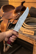 Load image into Gallery viewer, Handmade Damascus Clip Point Bowie Utility Knife Fixed Blade Pakka Wood Handle with Guard
