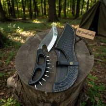 Load image into Gallery viewer, Handmade Persian-Inspired Hawkbill Knife with Black Micarta Handle Carbon Steel Blade
